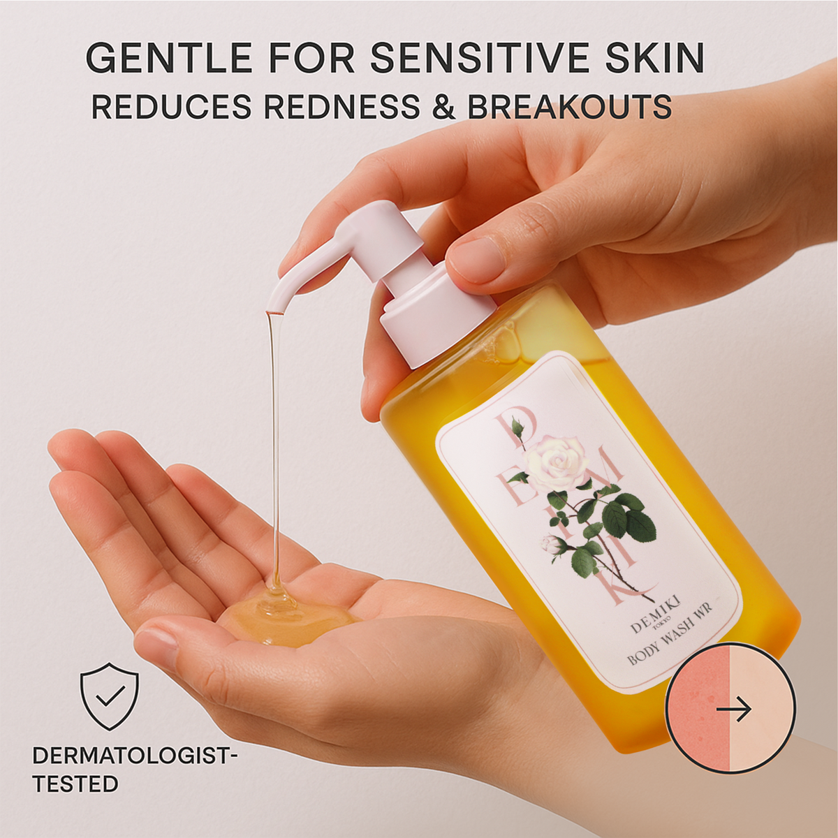 DEMIKI Body Wash (White Rose & Sakura Scent) 10.15 fl oz