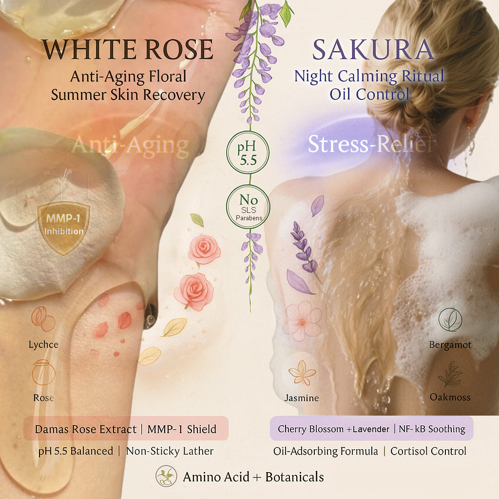 DEMIKI Body Wash (White Rose & Sakura Scent) 10.15 fl oz